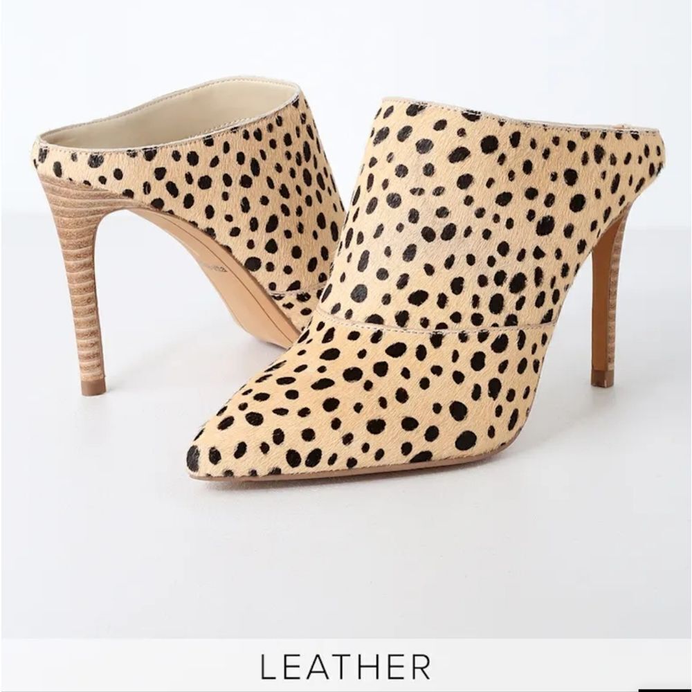 Dolce Vita Cinda Leopard print calf hair Heeled mules NEW WITHOUT BOX